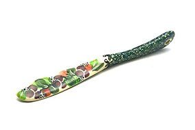 Polish Pottery Spreader - Burgundy Berry Green