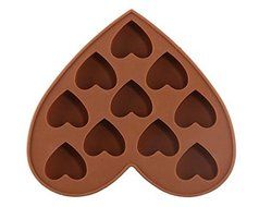 Ppmart Heart Shaped Silicone Cake Mold &amp; Ice Tray (Brown)