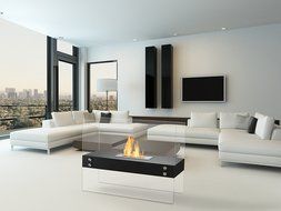 Ignis Vitrum H Black Freestanding Ventless Ethanol Fireplace