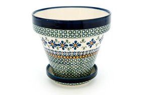 Polish Pottery Mosaic Flower Medium Flower Pot