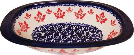 Boleslawiec Stoneware - Polish Pottery Oval Baking Dish - Maple Leaf N4