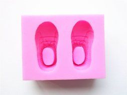 Longzang Pair of Shoes Shape Art Deco Silicone Mold Sugar Craft DIY Gumpaste Cake Decorating Clay Pink