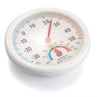 White Meter Humidity Clock-shaped Mini Indoor Outdoor Hygrometer Thermometer