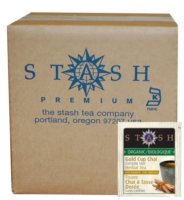 Stash Tea Organic Gold Cup Chai Herbal Tea with Turmeric, 100 Count N3