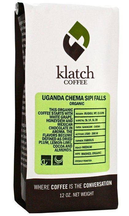 Klatch Coffee "Uganda Chema Sipi Falls" Medium Roasted Organic Shade Grown Whole Bean Coffee - 12 Ounce Bag
