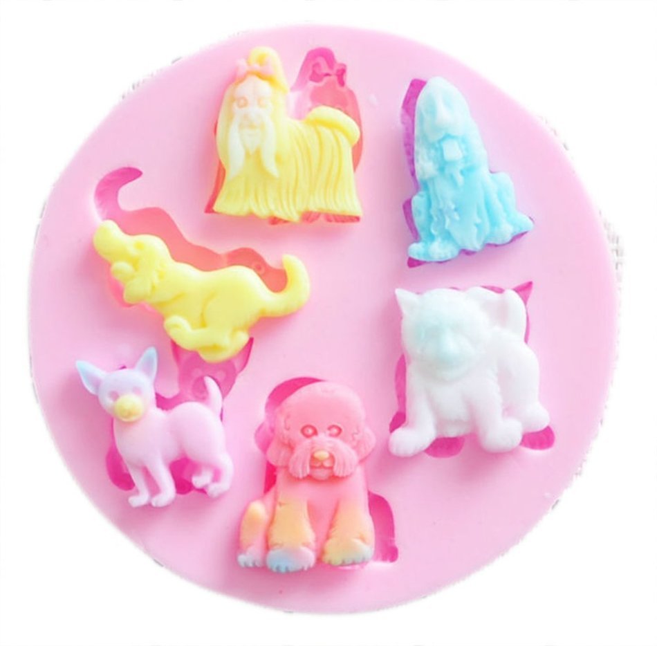 Chariot trading - Cute puppy silicone mold,Fondant Cake Decorating Tools
