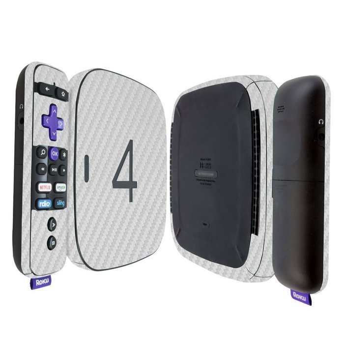 Skinomi TechSkin - Roku 4 Silver Carbon Fiber Full Body Skin / Front & Back Wrap Clear Film / Ultra HD and Anti-Bubble...