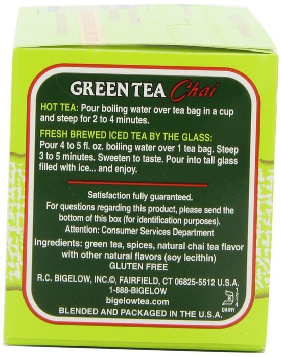 Bigelow Green Tea Chai 20-Count Boxes (Pack of 6) N4