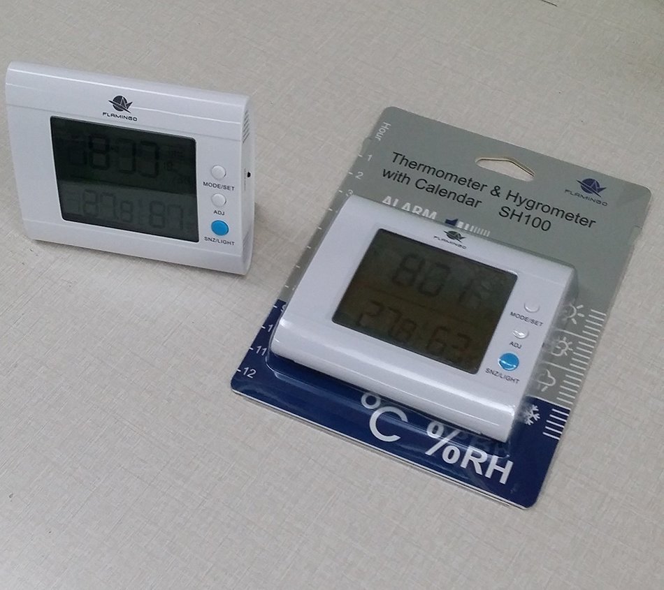SH100 White Indoor Thermometer and Hygrometer with Calendar N10