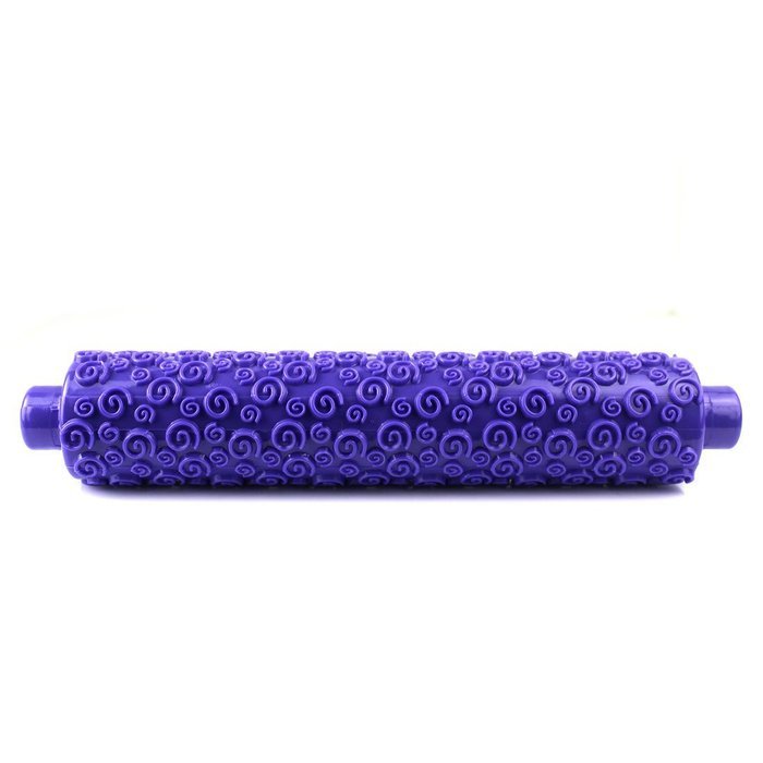 DUFUSTORE 10" Rolling Pin HDPE Cake Fondant Sugarcraft Paste Spiral Embossed Purple N3