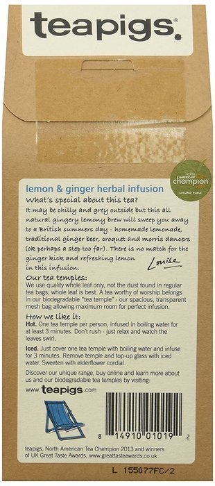 teapigs Lemon and Ginger Tea, 50 Count N2
