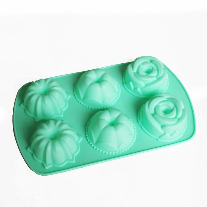 X-Haibei Rose Flower Donut Mini Bundt Cake Soap Ice Cream Jello Mold Silicone Round N2