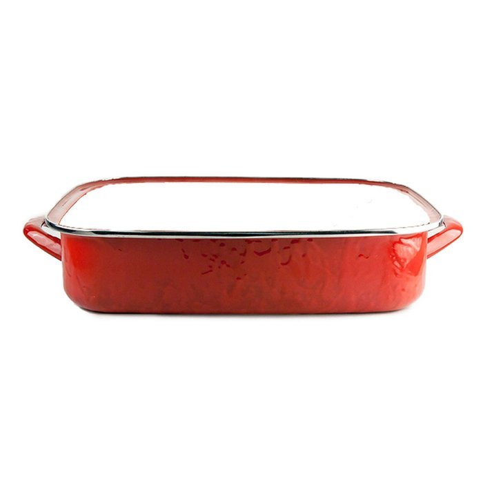 Golden Rabbit Red on Red Enamelware Lasagna Pan
