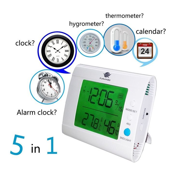 SH100 White Indoor Thermometer and Hygrometer with Calendar N11