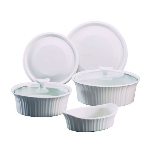 World Kitchen CorningWare 1108170 7-Piece Bakeware Set, French White
