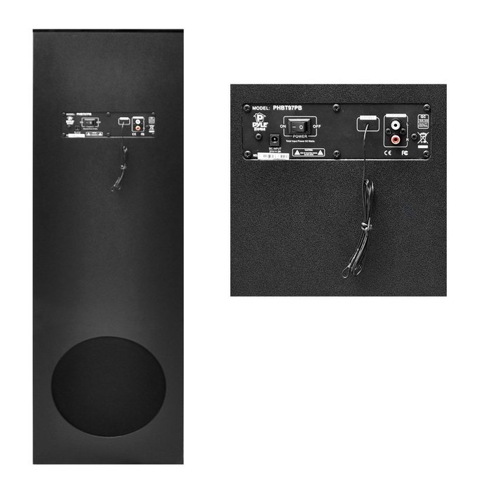 Pyle PHBT97PB 600-Watt 2.1-Channel Bluetooth Digital Home Theater Sound Tower with FM Radio and Remote N2