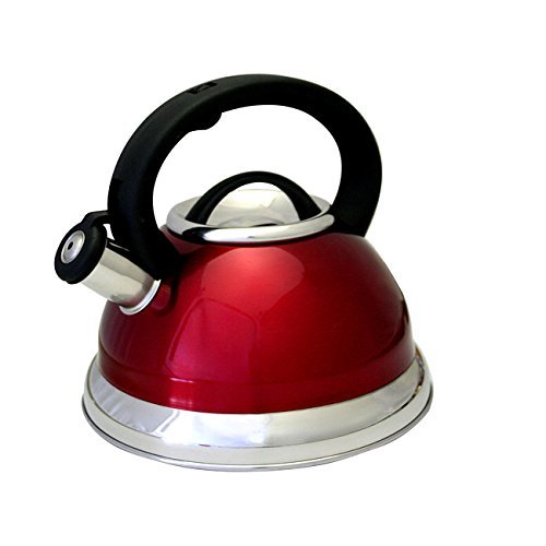 Alpine TK3001R RED Red Stainless Steel 3-quart Whistling Tea Kettle