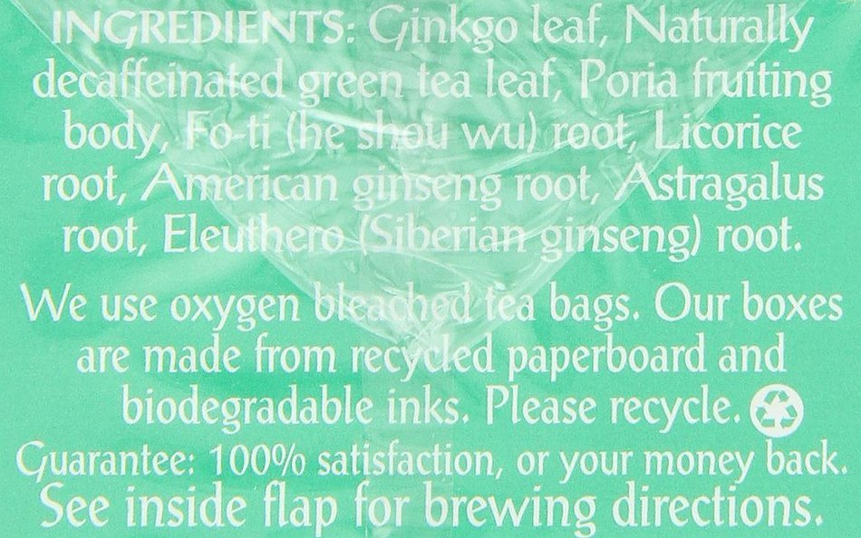 Triple Leaf Tea, Ginkgo & Decaf Green Tea, 20 Tea Bags 1.27 OZ (Pack of 6)