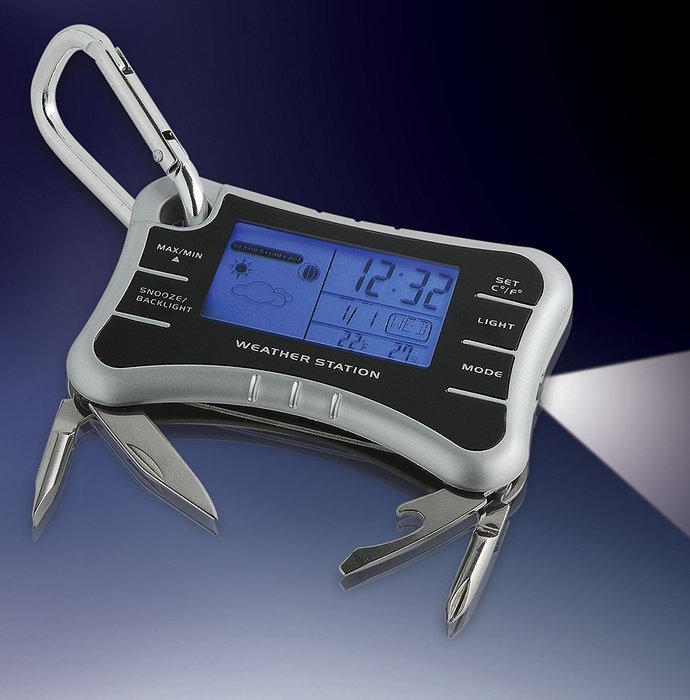 Weather Station Key Chain with Multi Tools