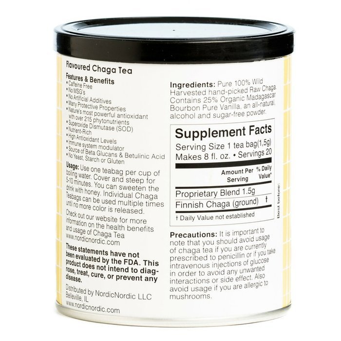 NordicNordic Chaga Mushroom Tea, Wild Grown, Product of Finland (Cinnamon) N2