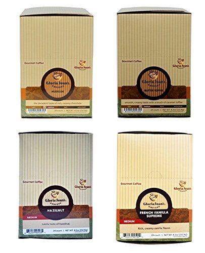Gloria Jean's Variety Pack (Mudslide, Butter Toffee, Hazelnut & French Vanilla) equaling 96 K-Cups N2