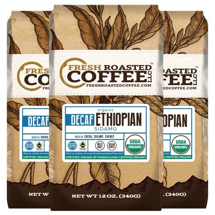 Ethiopian Sidamo Water Processed Decaf OFT Coffee, Whole Bean, Fresh Roasted Coffee LLC. (2 lb.) N4
