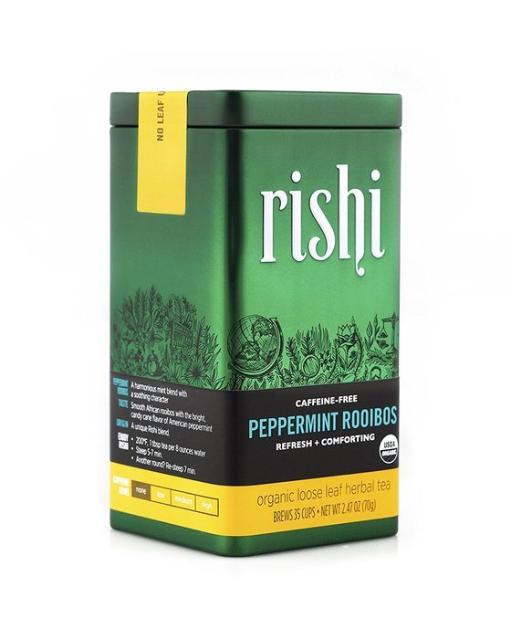 Rishi Tea Organic Peppermint Rooibos Loose Leaf Herbal Tea, 2.46 Ounces Tin