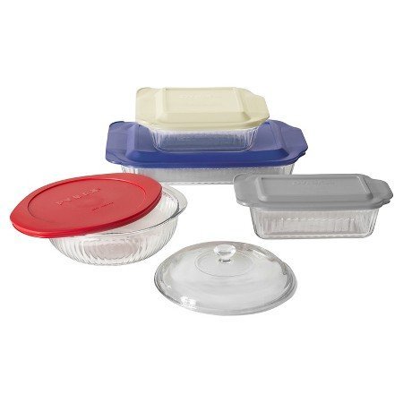 New Fluted Glass 9 pc Bakeware Set N2