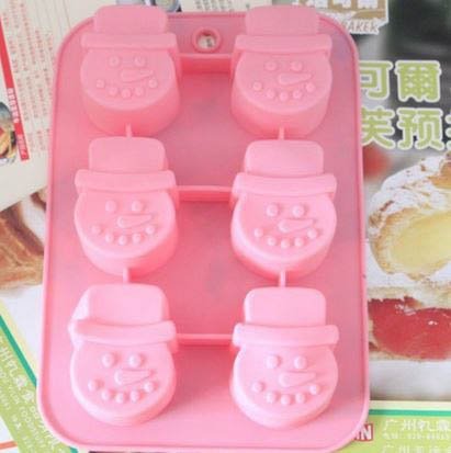 Snowman Silicone 6Pcs Non Stick Cake Icecream Mold Ice Cube Tray Mold Chocolate Cookies Handmade Soap Maker Bar...