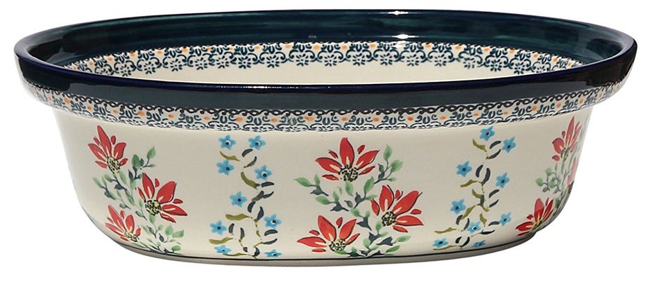 Polish Pottery Oval Casserole Dish From Zaklady Ceramiczne Boleslawiec #1158-278 Art Unikat Signature Pattern,... N2