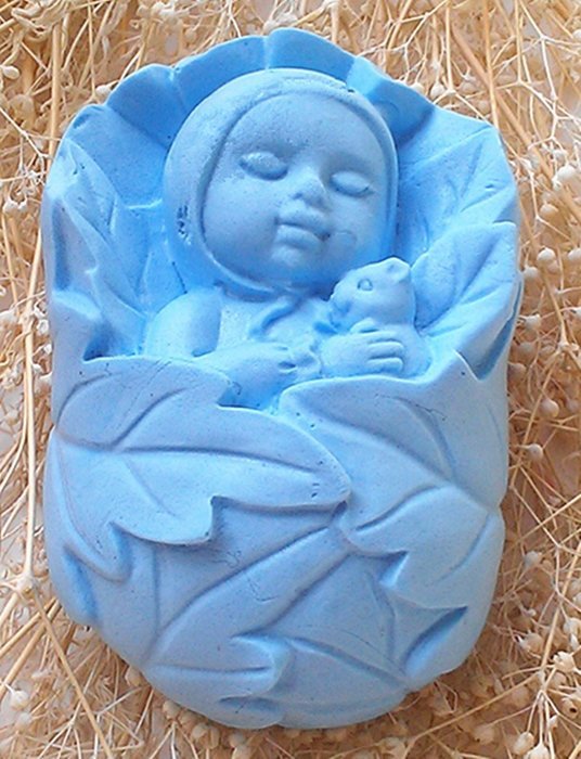 Design 350 Baby in the Leaves Silicone Mold, 3D Fondant Mold,Soap Mold,Chocolate Mold,Cake Decoration Tool