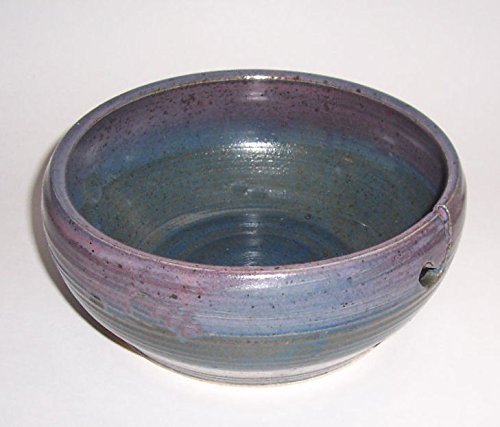 "ABC Products " - Hand Made Clay Glazed Yarn Bowl - With Hole Shaped Like Hook To Guide The Yarn Through - (Rustic... N3