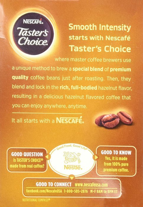 Nescafe Taster's Choice Instant Coffee Hazelnut, 20-Count Sticks, (Pack Of 2) N2