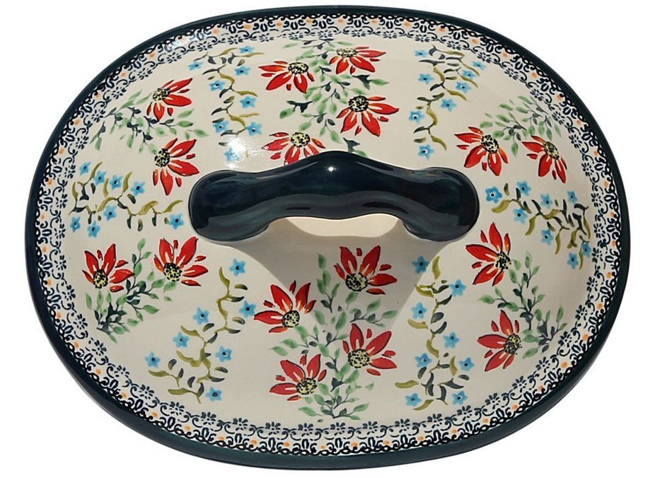 Polish Pottery Oval Casserole Dish From Zaklady Ceramiczne Boleslawiec #1158-278 Art Unikat Signature Pattern,... N3