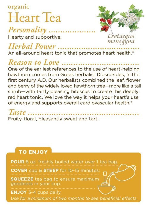 Traditional Medicinals Organic Heart Tea, 16 -Count Tea Bags, (Pack of 6) N2