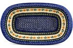 Polish Pottery Oval Baker 14-inch Golden Daisy Swirl
