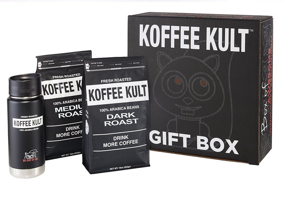 Koffee Kult Coffee Holiday Gift Basket - Variety of 3 Whole Bean Coffee - Dark Roast - Medium Roast - Harrar Coffees N14