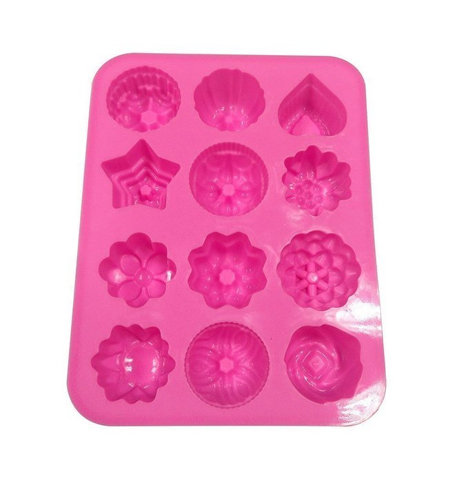 Rainten 12 Cavity Flowers Food Grade Silicone Non Stick Cake Bread Mold Chocolate Jelly Candy Baking Mould with... N2