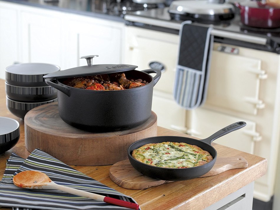 Denby Cast Iron Round Covered Casserole, 3-Liter, Black N3