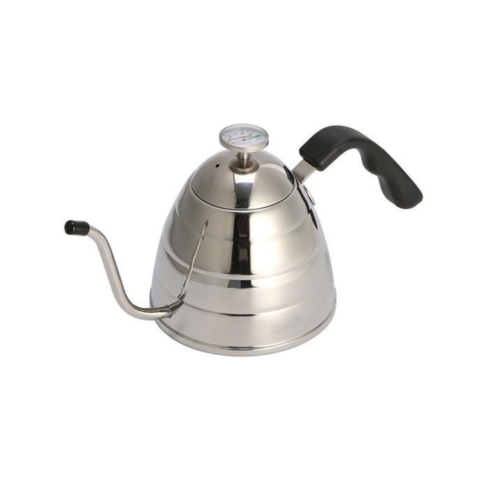 POUR OVER Coffee Kettle 0.9L with THERMOMETER Built-in For Perfect Hand Drip Coffee, Polished Chrome