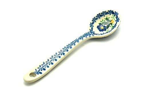 Polish Pottery Spoon - Small - Blue Pansy