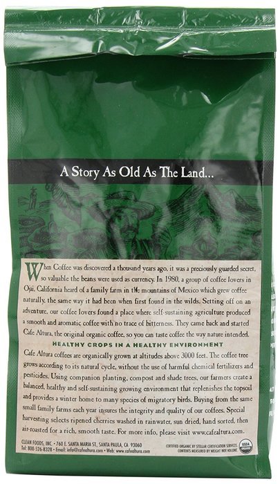 Cafe Altura Whole Bean Organic Coffee, Sumatran Dark Roast, 2 Pound