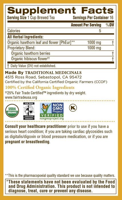 Traditional Medicinals Organic Heart Tea, 16 -Count Tea Bags, (Pack of 6) N4