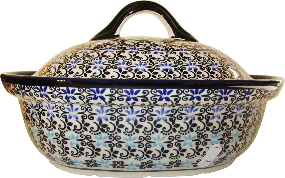 Boleslawiec Stoneware Polish Pottery 10" Covered Baker Eva's Collection "Martina" N2