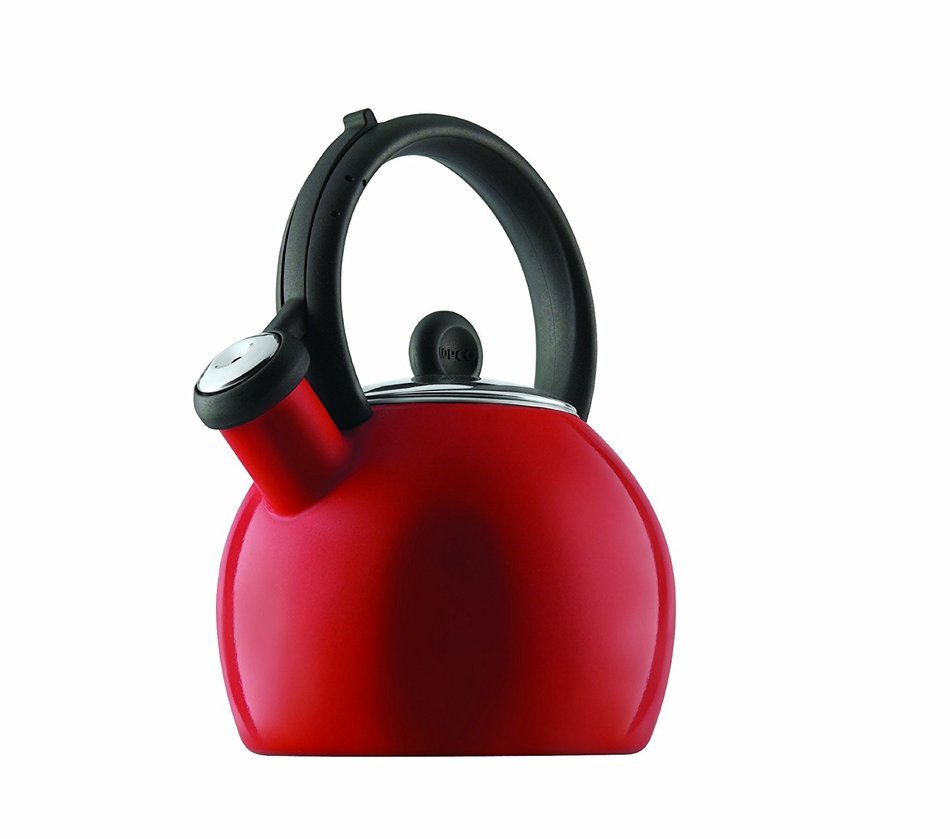 Copco Vienna 1-1/2-Quart Enamel on Steel Tea Kettle, Red