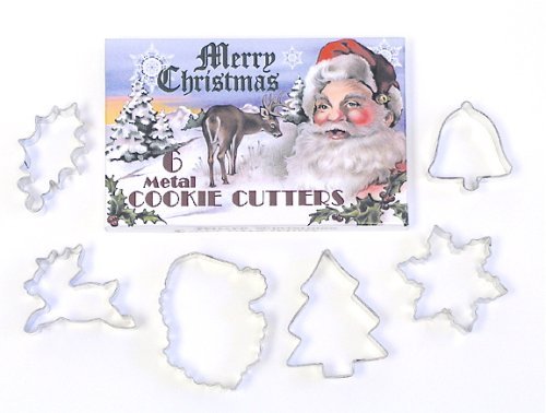 R & M International Vintage Inspired Classic Christmas 6 Piece Cookie Cutter Set in Decorative Gift Box Bakers...