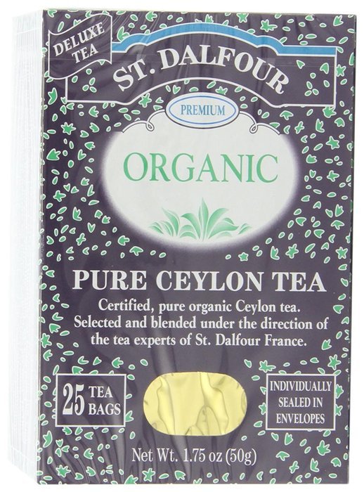 ST. DALFOUR Organic Tea, Tea Bags, Pure Ceylon, 1.75-Ounce Bags, 25-Count Boxes (Pack of 6)