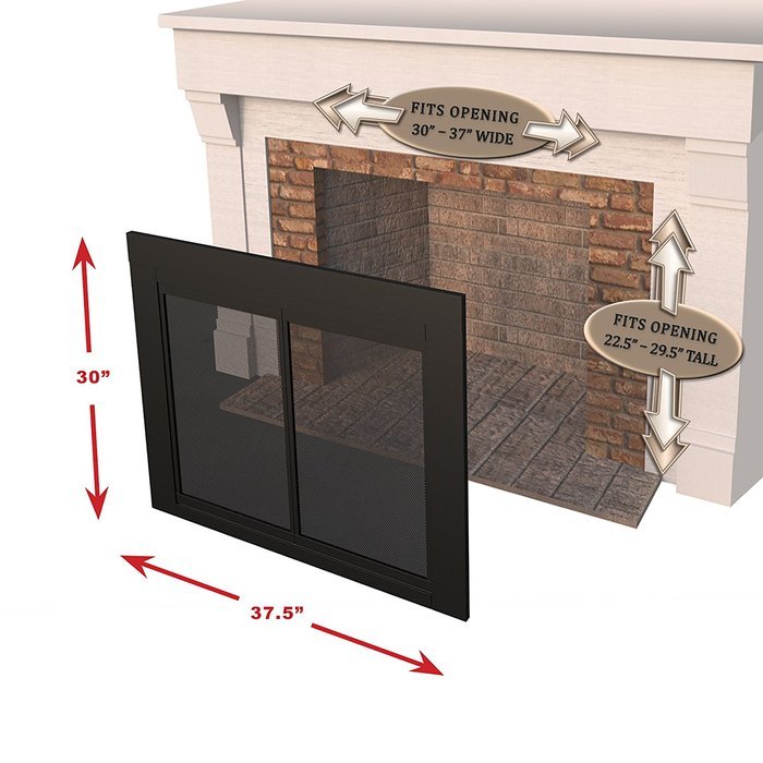Pleasant Hearth AT-1001 Ascot Fireplace Glass Door, Black, Medium N2