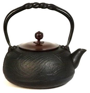 Naubu Iron Kettle Tetsubin Dragonfly Copper Lid Black. 1.3L（japan import）