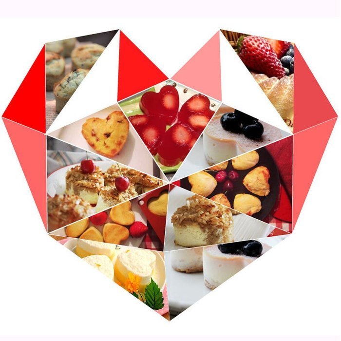 IC ICLOVER Vermilion 100% Food Grade Silicone Bakeware Cake Mold Baking Pan Heart Mold with 8 Cups for Baking... N2